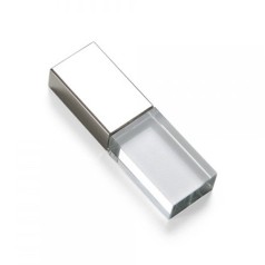 Pen Drive de Vidro Com Tampa de Metal Personalizado