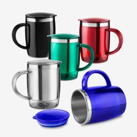 Caneca Plástica Com Aço Inox 400ml Personalizada