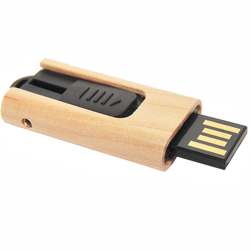 Pen Drive Retratil de Madeira Personalizado