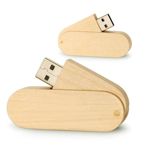 Pen Drive Giratório de Madeira Ecológico 