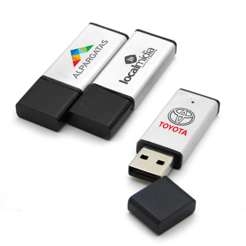 Pen Drive de Alumínio com Tampa Plástica para Brinde