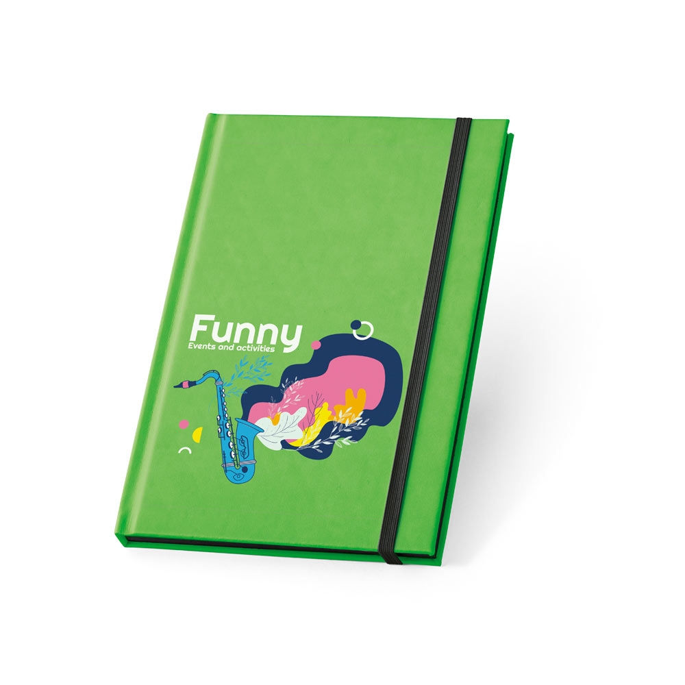 Caderno Capa Dura Fluorescente e Miolo Com Folhas Pautadas Personalizado