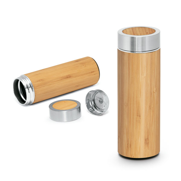 Garrafa Térmica Bambu e Aço Inox Personalizada