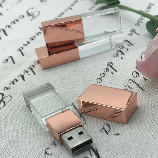 Pen Drive Cristal Rose Gold Personalizado