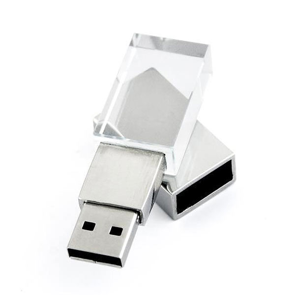 Pen Drive de Vidro 4GB Com Tampa Prata Personalizado