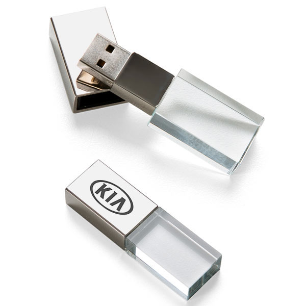 Pen Drive de Vidro 4GB Com Tampa Prata Personalizado