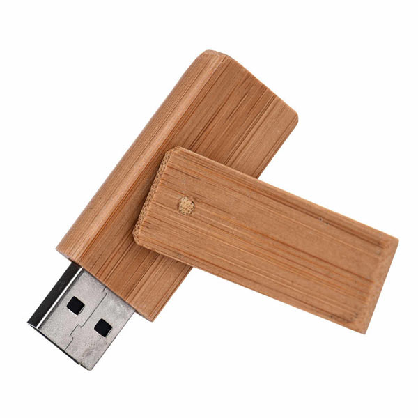 Pen Drive Giratório de Bambu Personalizado