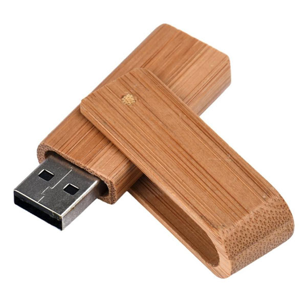 Pen Drive Giratório de Bambu Personalizado