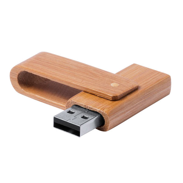 Pen Drive Giratório de Bambu Personalizado