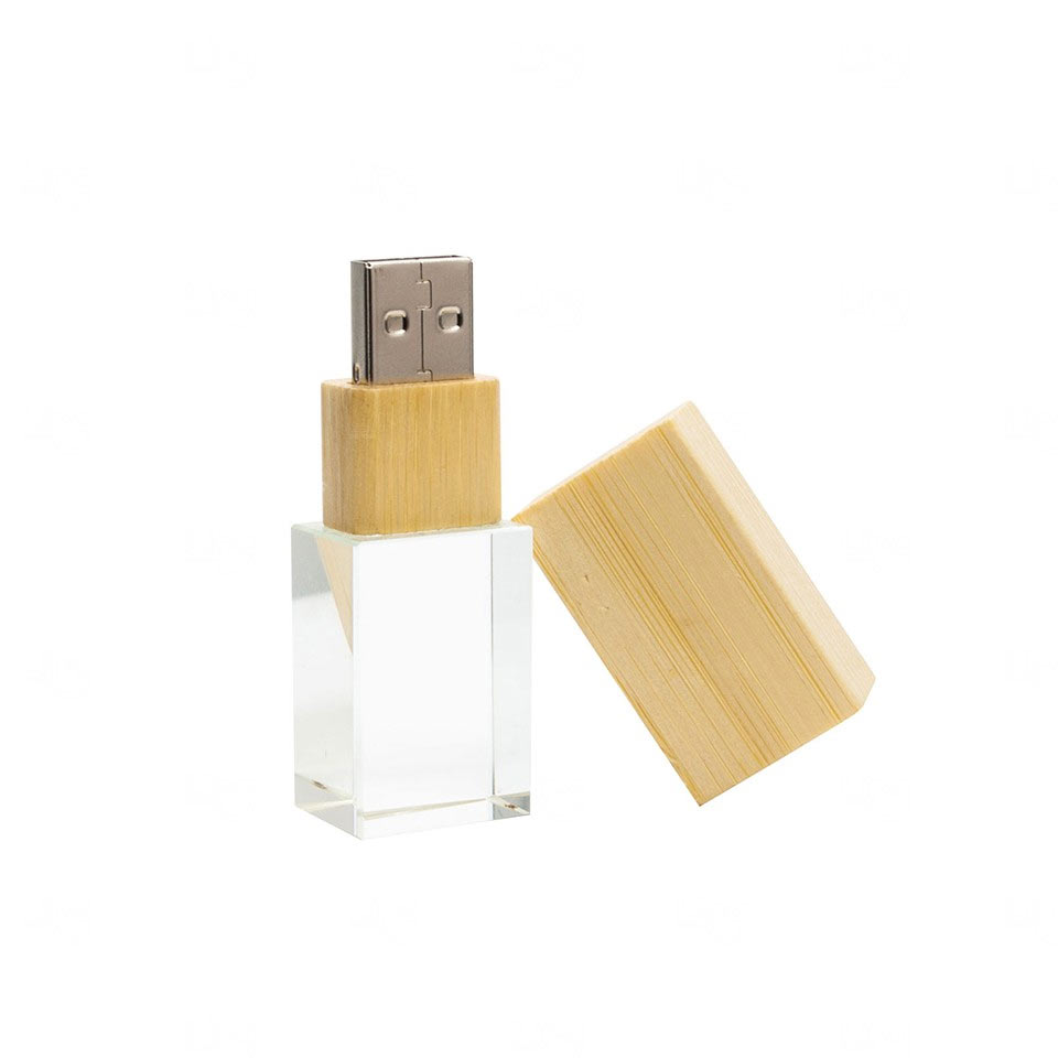 Pen Drive Vidro e Bambu Personalizado